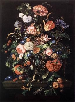 Jan Davidsz De Heem : Flowers in Glass and Fruits
